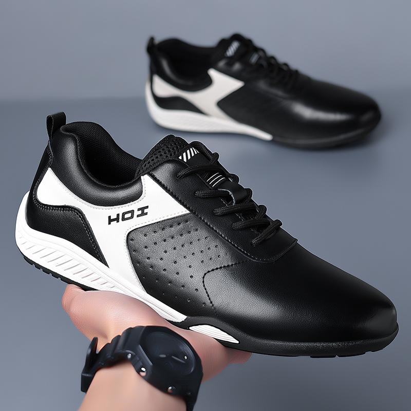 

Leather Business Casual Shoes Men Trendy Sports Travel Board Lightweight Soft Soled Black White Bean 38 Standard Sports Code чёрный