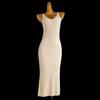 Fashion Style Pure Color Sexy Pairs V Neck Vest Knitting Long Skirt Women's Summer Silm Slim Looking Base Slit Dress