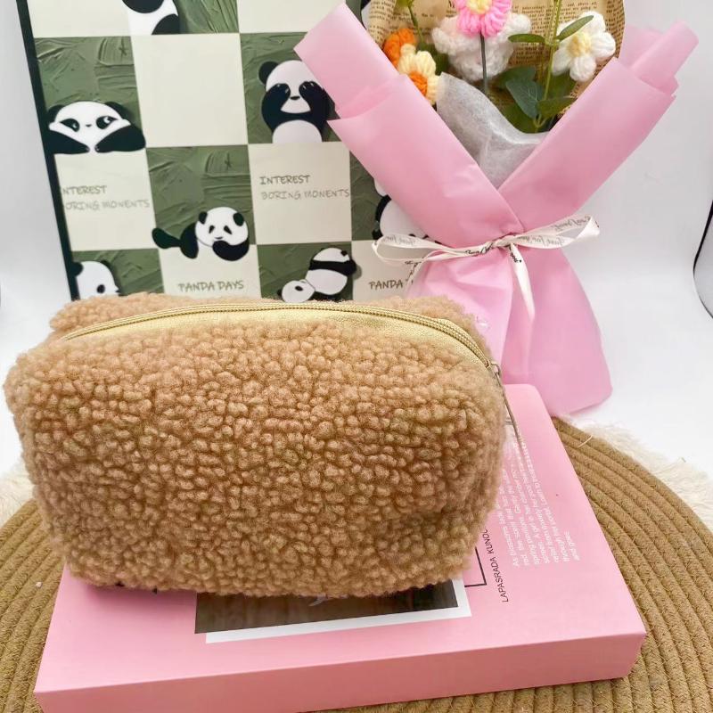 Plüsch Make-up Taschen für Frauen Weiche Reise Kosmetiktasche Organizer Etui Damen Mädchen Make-up Etui