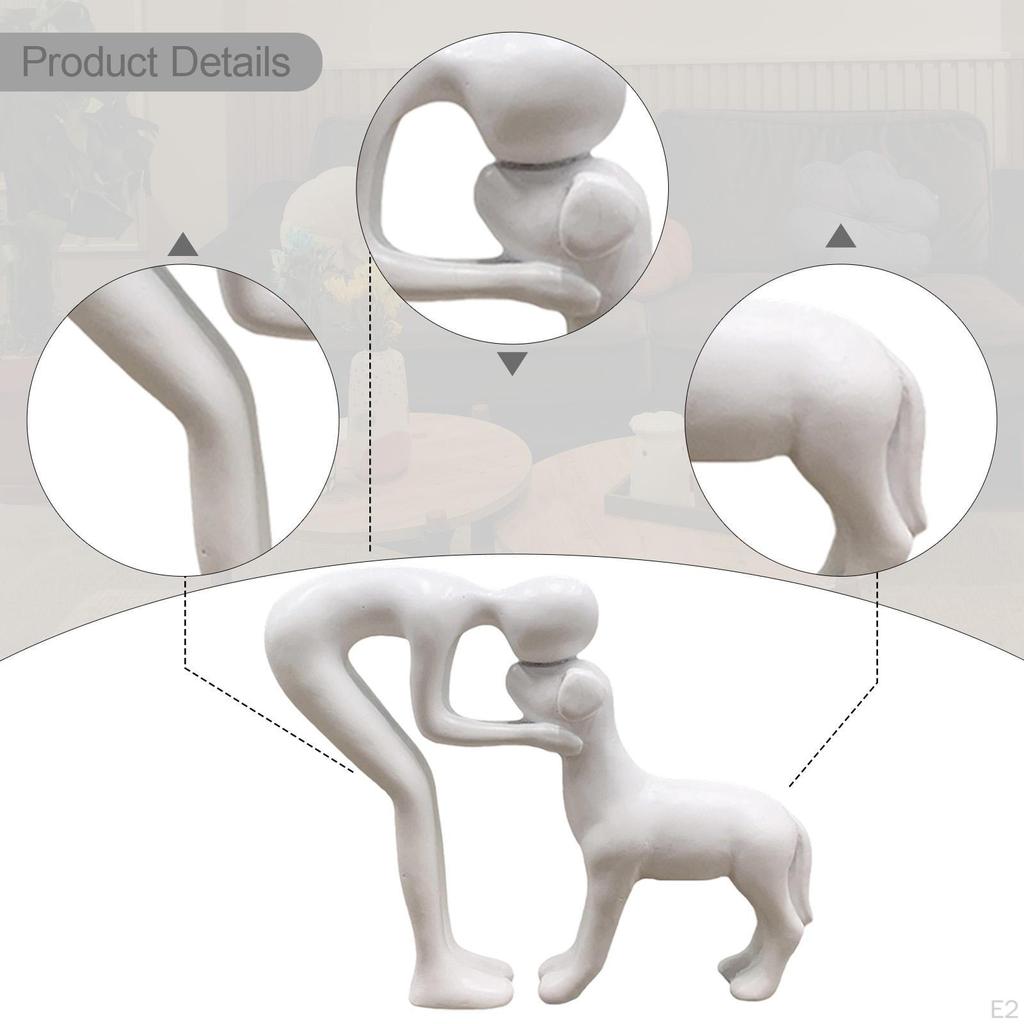 Human And Dog Figure, Resin Sculpture, Unique Gift for , Ornament, Statue Office, Party,