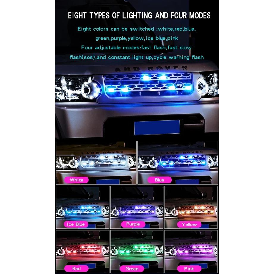 1/2/4/6pcs Wireless LED Strobe Light Car Decor Atmosphere Light 8 Color Rechargeable Led Lights Anti-Collision LED Warning Light