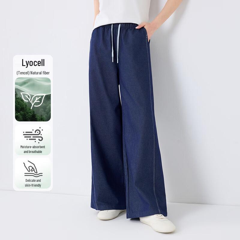 FivePlus Women s Lyocell Blend Straight Wide-Leg Pants L