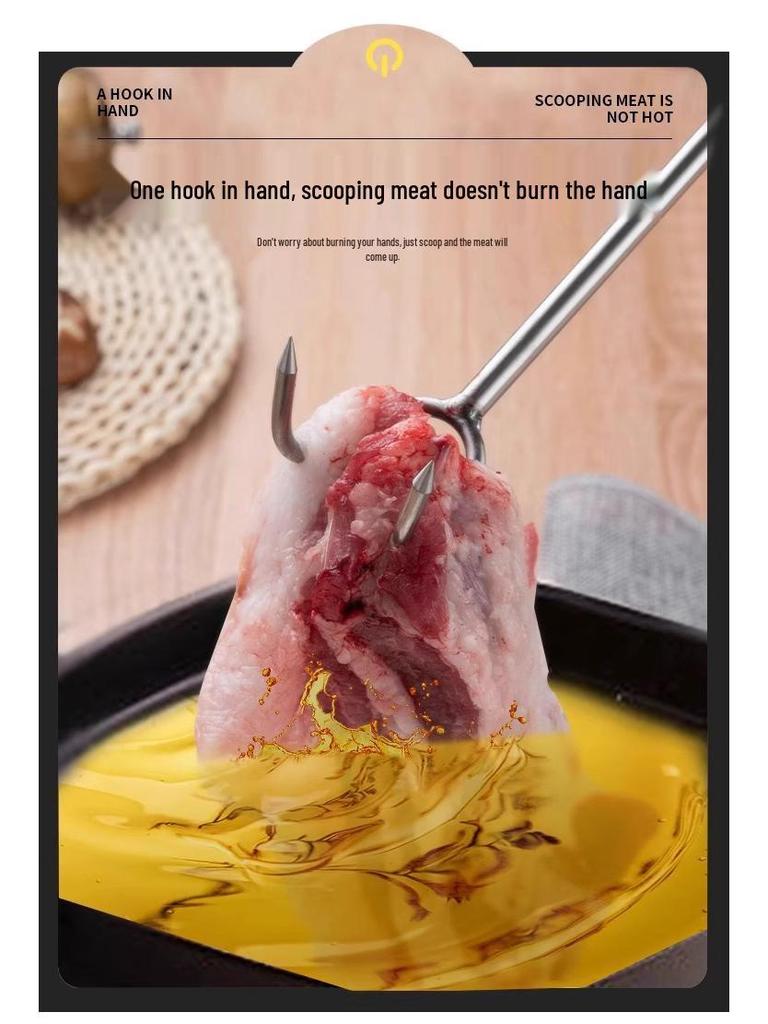 Stainless Steel Meat Hook with Newcomer Discount – Grab Cooked or Braised Meat with Thickened Long Handle