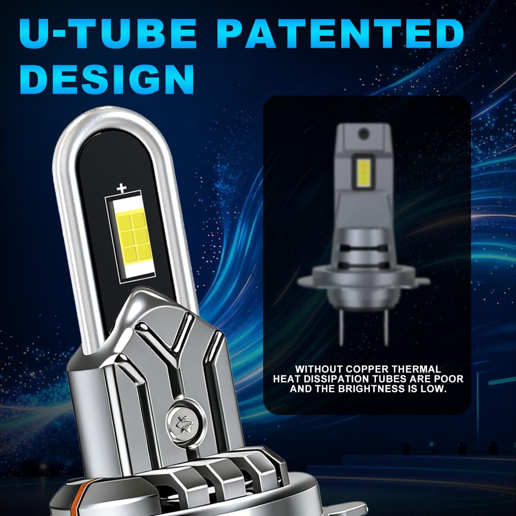 2 Stück H7 H4 LED-Scheinwerferlampen Canbus 30000LM 100W U-förmiges Kupferrohr Autolicht Turbo H11 9005 HB3 Scheinwerfer 6500K Weiß 12V Mit Lüfter