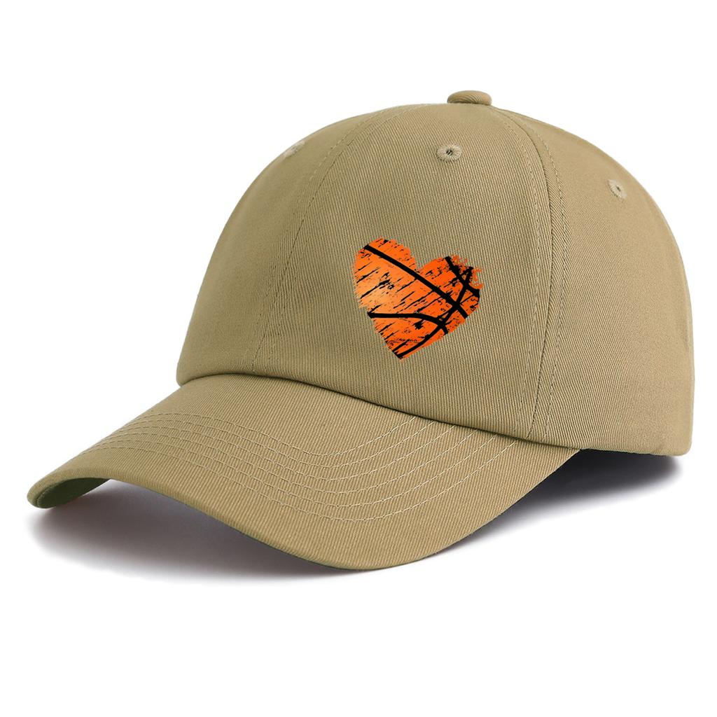 1pc Basketball Heart Print  Baseball Cap for Adults,  Minimalist Retro Style Casual Soft Adjustable Dad Hat, Perfect As Gift