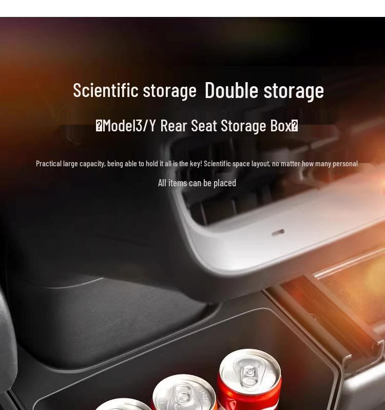 Rear Row Storage Organizer & Trash Can for Tesla Model Y Accessories