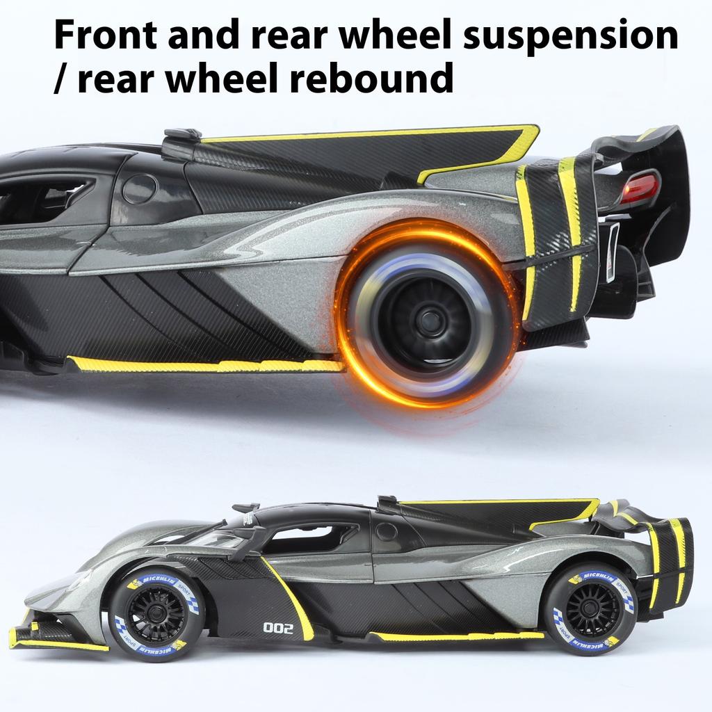 1/24 Martin Valkyrie Model Toy Cars Alloy Diecast Sound Light Doors Opened Pull Back Shock Absorption Toy Vehicles Kids Gifts