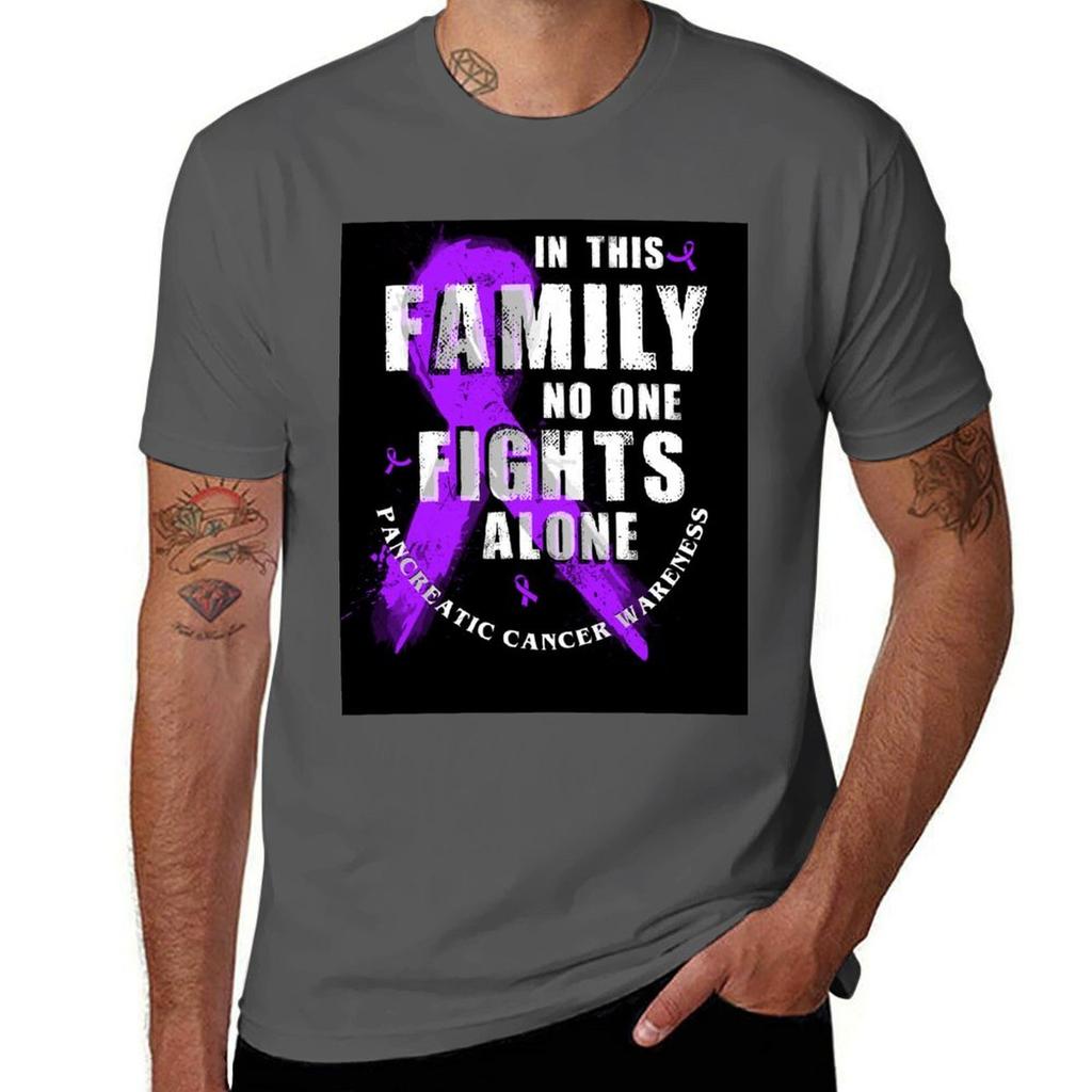 In This Family No One Fights Alone Pancreatic Cancer Tshirt Unisex T Shirt Cotton High Quality Tshirt