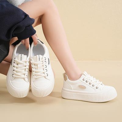 Spring New Leather White Shoes Versatile Thick Soles Show High Student Casual Shoes Sports Shoes Biscuit Shoes Women's