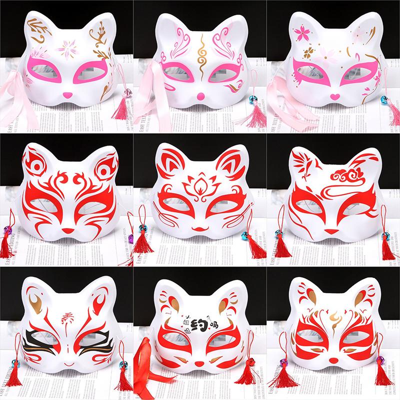 1ks Anime Fox Masky Half Face Cat Mask Masquerade Festival Party Cosplay Rekvizity