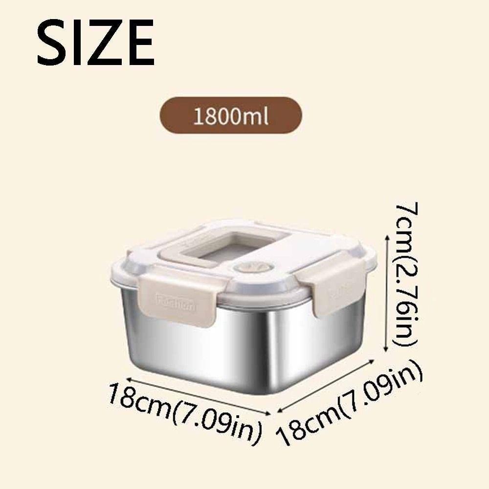 1800ML Stainless Steel Crisper Box Square Thickened Portable Crisper Box Reusable with Handle Sealed Lunch Box Camping Trip