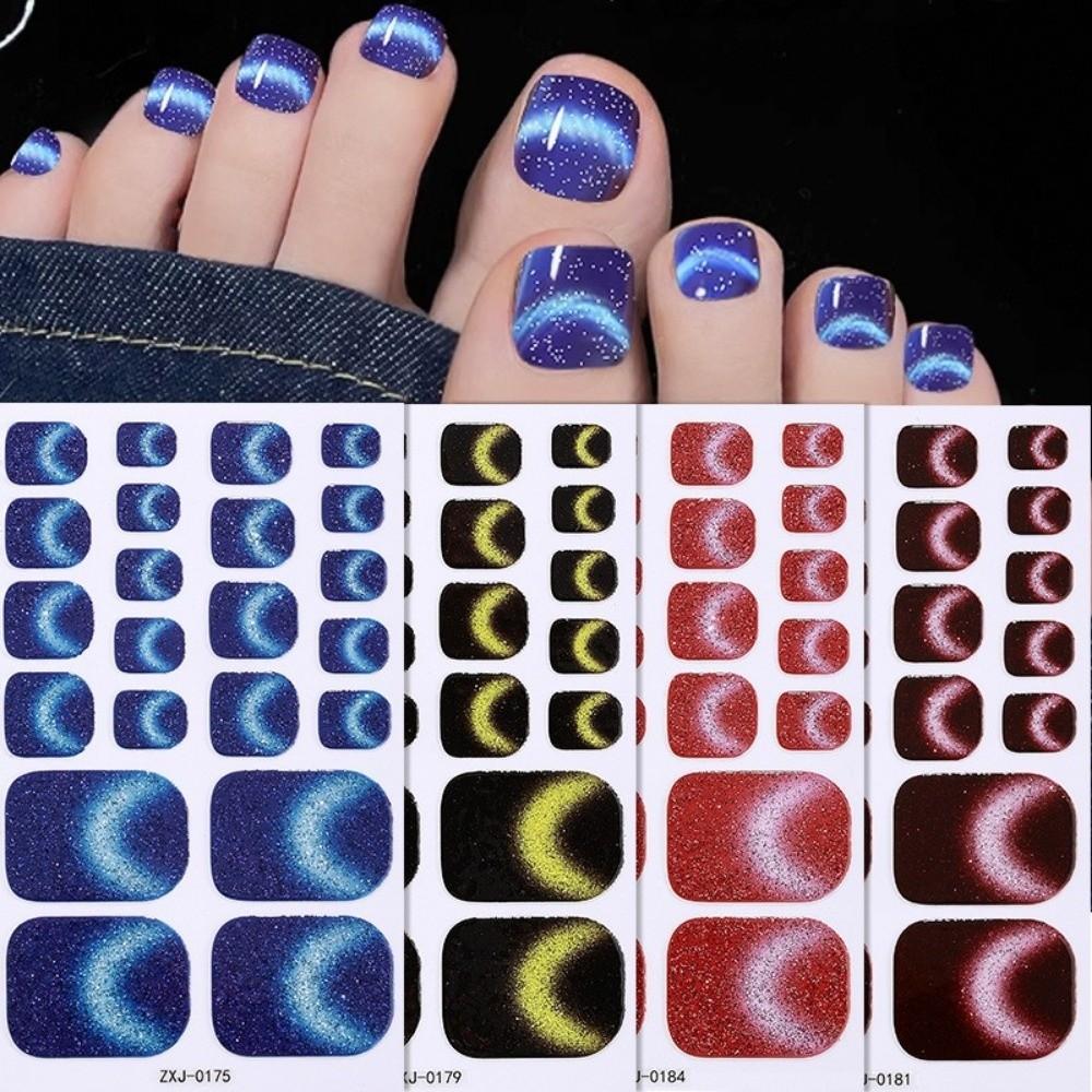 6Sheets Shimmering Glitter Toenail Stickers Colorful Toe Nail Sticker Summer Use