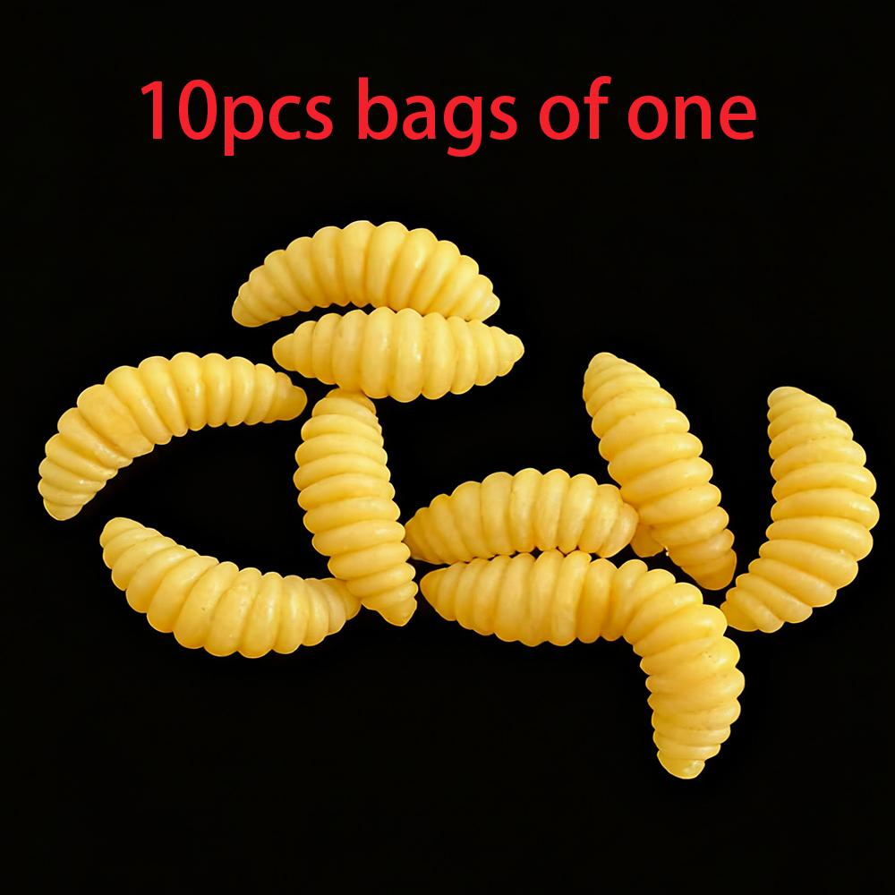 

Premium Soft Maggot Lures for Trout, Carp & Sunfish - Realistic Artificial Bait with Sharp Hook Sets for Freshwater Fishing Tackle 10pcs бежевий