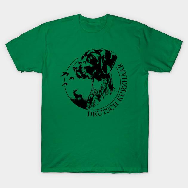 Summer Fashion Clothing Tshirt Deutsch Kurzhaar Dog Portrait Print Men Solid Color Slim Fit Short Sleeve Tops