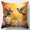 Hummingbird Flower Cluster Theme Single-Sided Printing Short Plush Suitable Living Rooms Bedrooms Sofas (Excluding Pillow Cores)