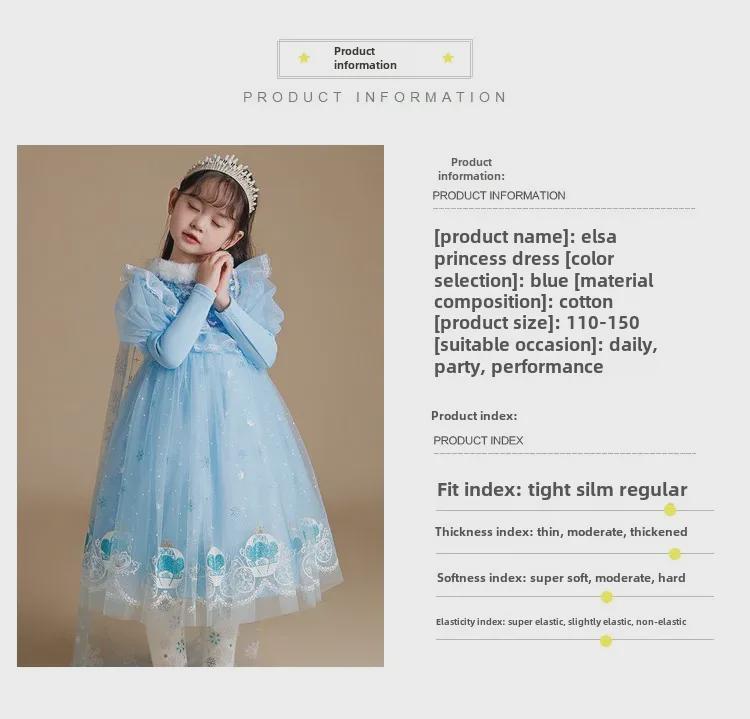 Winter Elsa Prinzessinnenkleid: Samtverdickter gefrorener Geburtstagsrock für Mädchen