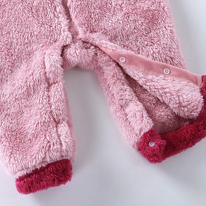 Toddler Baby Hooded Romper Plush Cartoon Animal Style Jumpsuit