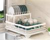 2 Tier Dish Drying Rack, Large Capacity Dish Rack With Draining Board, Double Layer Detachable Dish Storage Organizer For Dishes