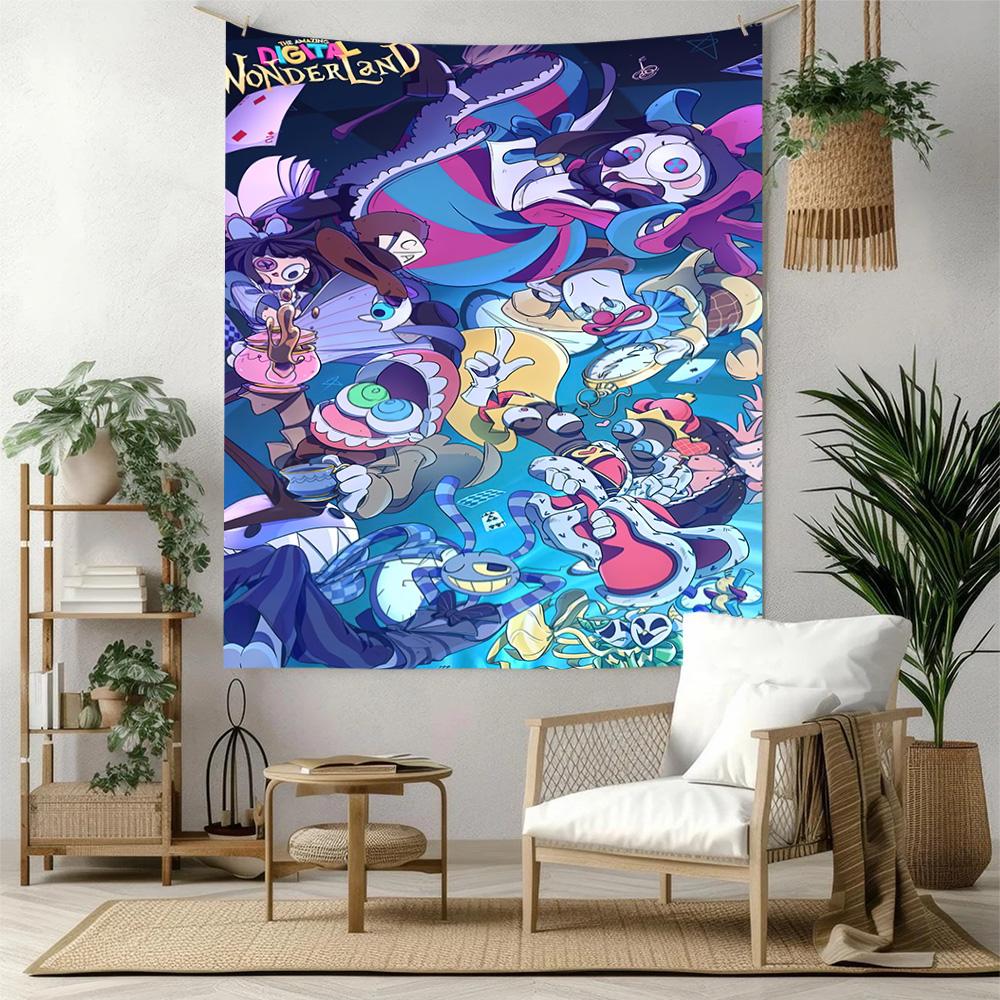 Digital Circus Wall Decor Tapestry Art For Pet Memorial Birthdaywedding Party Backdrop Family Gift