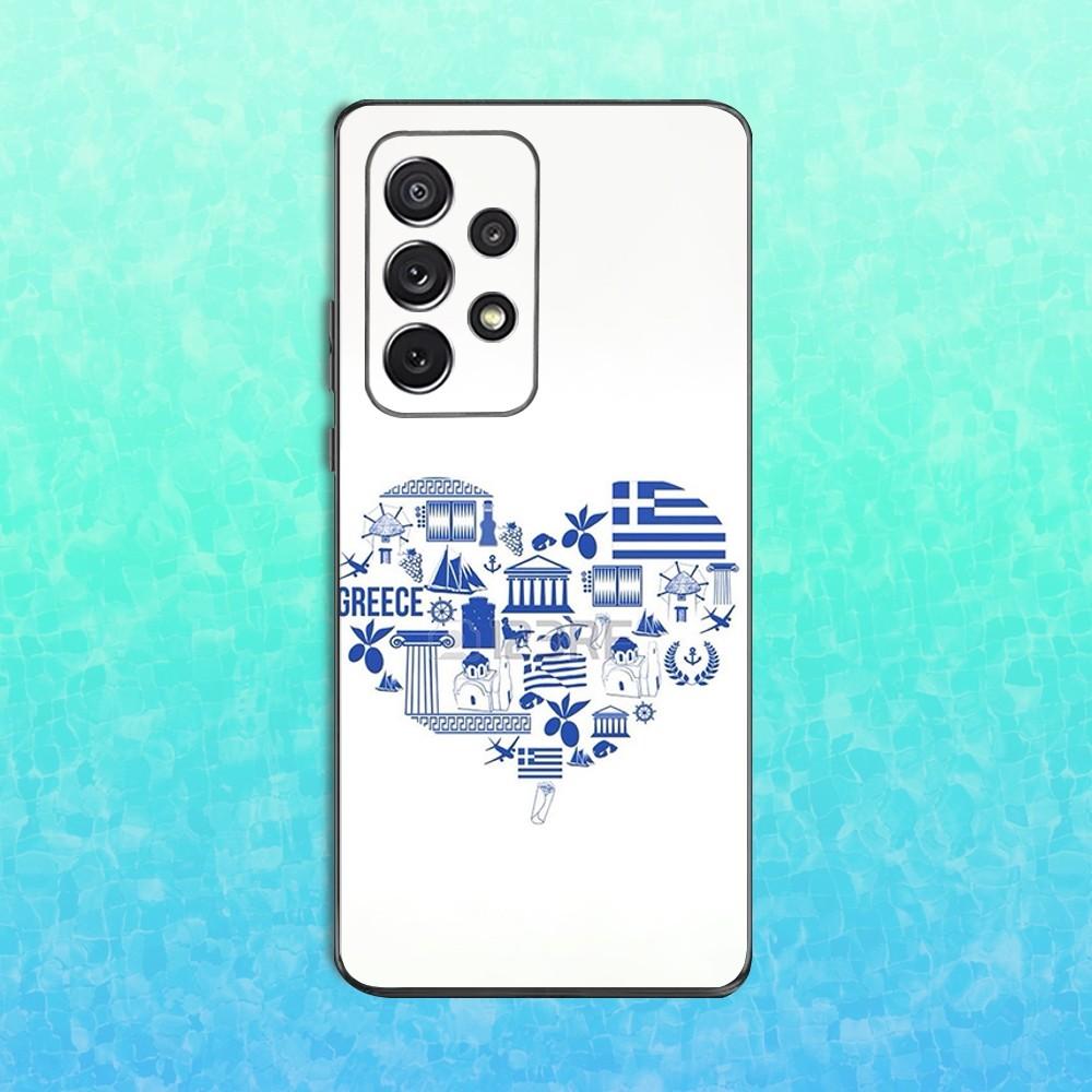 Greek Art Greece Flag Phone Case For Samsung S25,S24,S23,S22,S21,S20,S10,Ultra,Plus,Lite,FE,Soft Silicone Black Cover