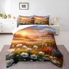 Sunset Flower Meadow Rainbow Bedding set (1 duvet cover, 2 pillowcases, duvet not included), 1 John 4:19 Bible Verse Art Print