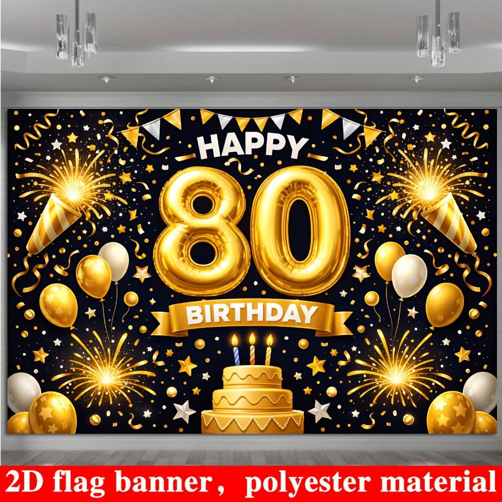 One 2D flag an 80th birthday theme banner background made of polyester material.