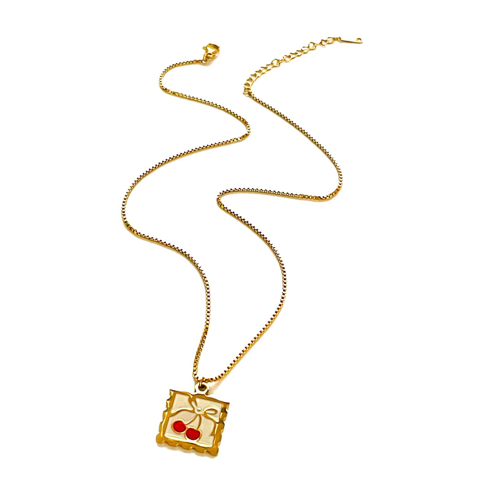 

Ретро Ожерелье с фруктовым кулоном во французском стиле Вишня/Клубника/Лимон Цепочка на шею Регулируемая длина Цепочка для ключиц Ювелирное изделие 1