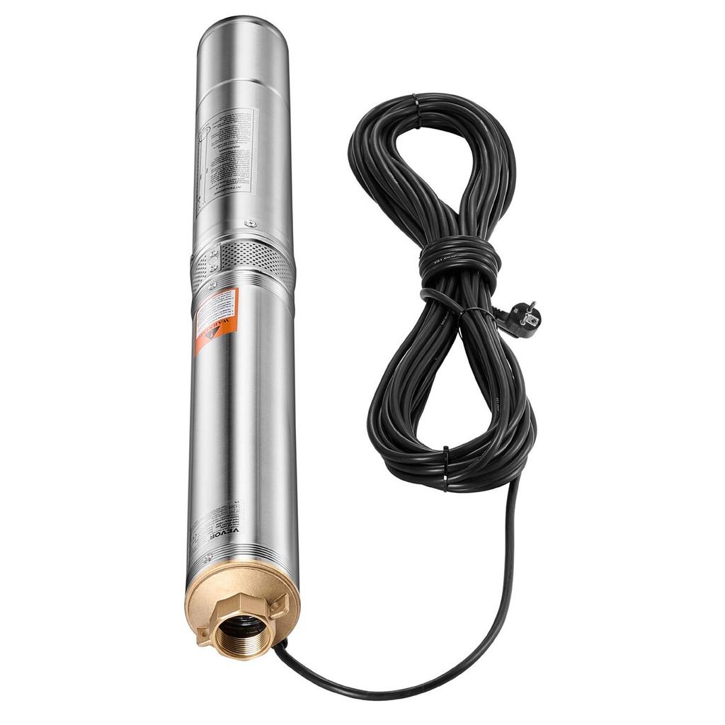 Pompa Sommergibile per Pozzi Profondi Pompa dell'Acqua in Acciaio Inossidabile 1100W Potenza Assorbita, 246ft Altezza Massima di Sollevamento, 100L/min Portata per Irrigazione Agricola, Bestiame