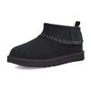 UGG Classic Ultra Mini Fringe Bling Fashion Retro Plush Warm Ankle Snow Boots Women Boots Black 1121576-BLK