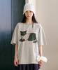 FUNFROMFUN Nero Cat Half Tee, Melange Gray