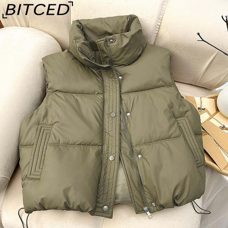 BITCED Women's Short-Length Autumn/Winter Cotton Waistcoat - Thickened Padded Vest