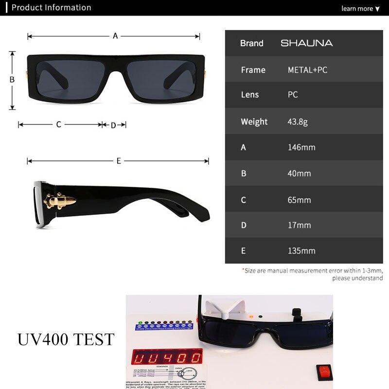 SHAUNA Ochelari de soare retro, dreptunghiulare mici, UV400 Ins, cadru marmorat popular, ochelari de soare 10 culori