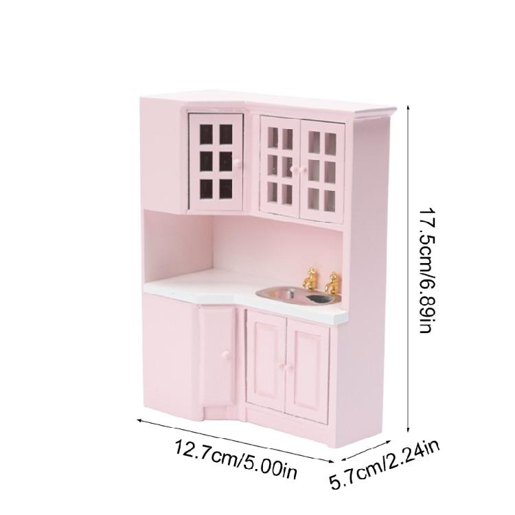 Realistic Miniature Kitchen Cabinet 1/12 Dollhouses Wood Furniture for Craft Model Project Decoration Room Scene Display
