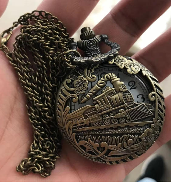 Bronze Train Pocket Watch Men Women Antique Hollowed Vintage Pocket Watches with necklace chain бронзовый