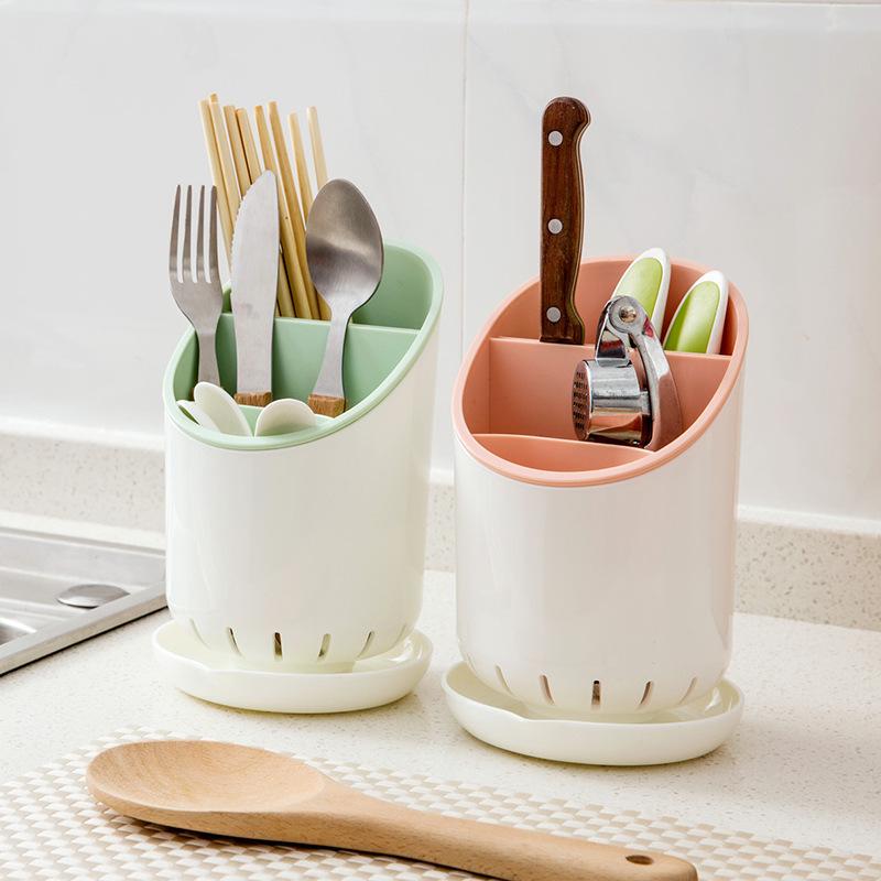 

Multifunctional Plastic Chopstick and Spoon Drainage Holder for Kitchen Tableware Storage серый