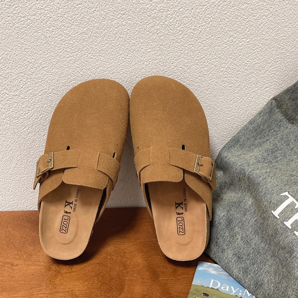 Boken Retro Schnallentasche Kopf Halbschuhe Damen Oberbekleidung 2025 Frühling neu lässig bequem dicksohlige vielseitige Hausschuhe