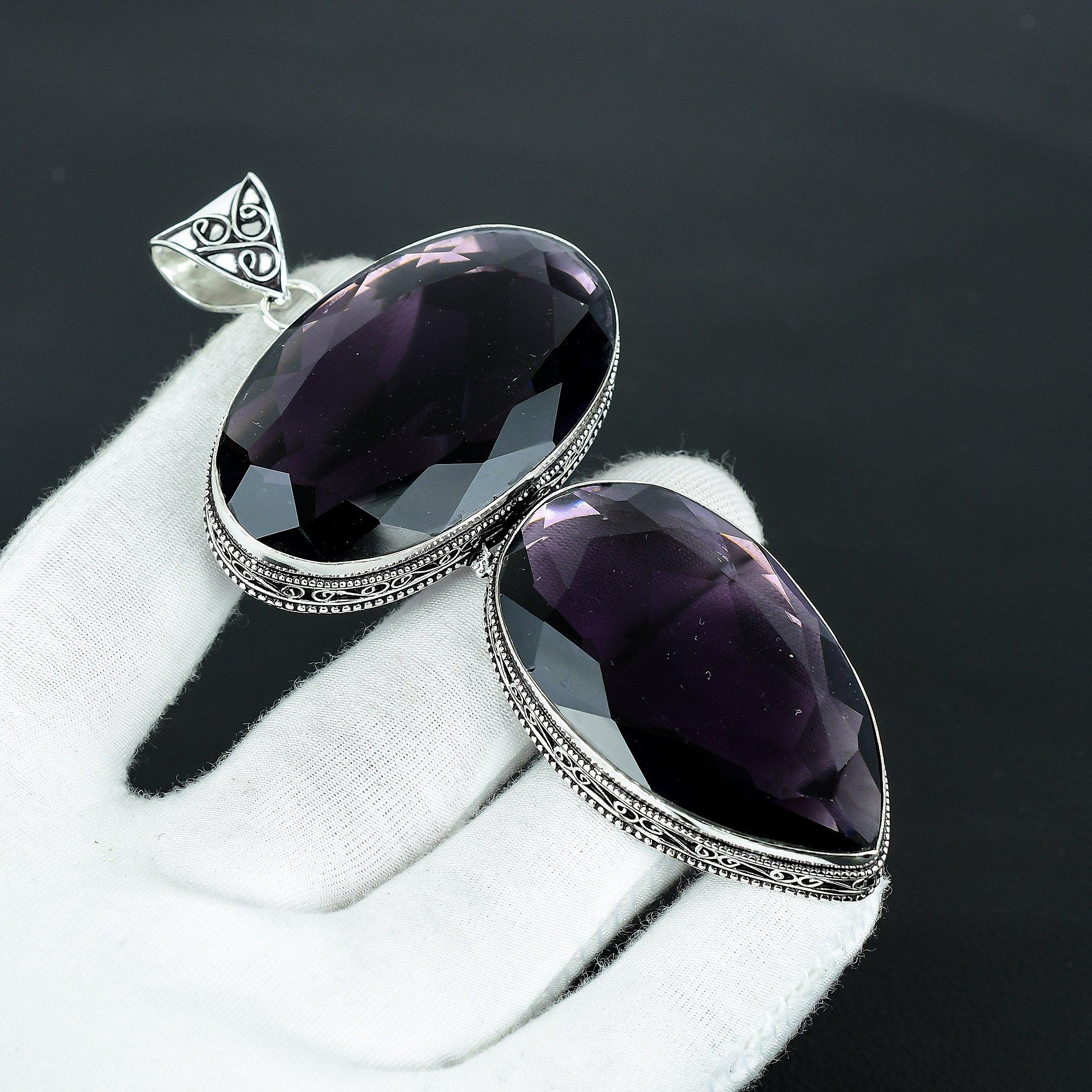 

Аметист Огромный Размер Драгоценный Камень Ручной Работы 925 Стерлинговое Серебро Ювелирный Кулон, Кулон Большого Размера Для Подарков, Кулон с Двойным Аметистом 2.54 фиолетовый