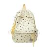 Star-Printed Backpack with Front Zipper Pocket and Tassel Details for School and Daily Use