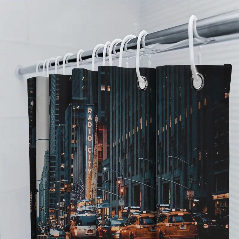 Tenda Doccia Skyline di New York Fotografia di New York City Arredo Bagno Impermeabile Stampe d'Arte Moderna Appeso a Parete Viaggio Vintage