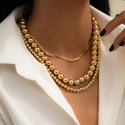 Ingemark Gothic Temperament Snake Bone Thin Chain Necklace for Women Collar Vintage Ball Pendant Choker Neck Jewelry Accessories