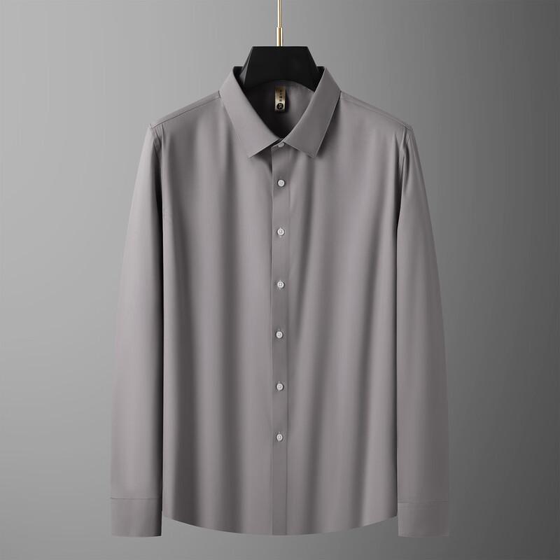 

Men s Plus Size Solid Long-Sleeve Business Casual Shirt 8XL
