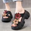 GKTINOO Genuine Leather Sandals Floral Women Slippers Summer Shoes Platform Outside Slides Thick Soles Leisure Ladies Slippers
