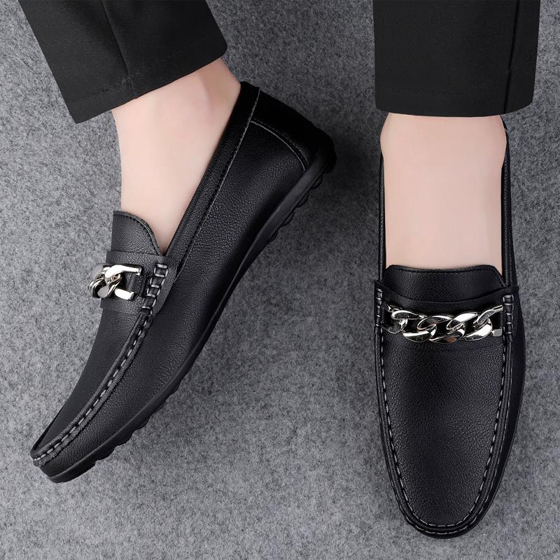 Black and White Men's Loafers Fashionable Minimalist Design Style Outdoor Leisure Business and Party Office Lightweight Shoes 47