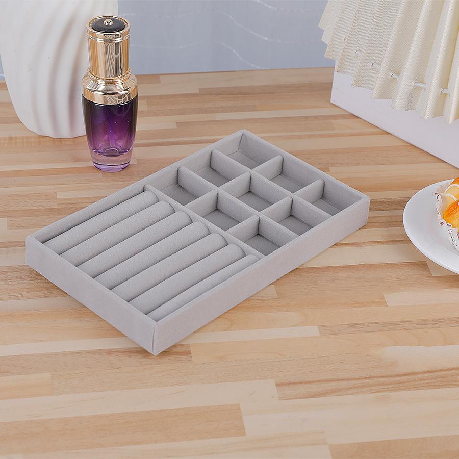 1pc, Flocking Jewelry Box Jewelry Tray, Suitable For: All Kinds of Jewelry Storage.Color: Gray