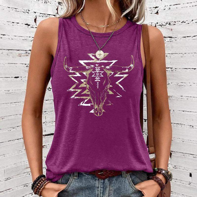 Casual Summer Sleeveless Women's Loose Horn-patterned Large Vest