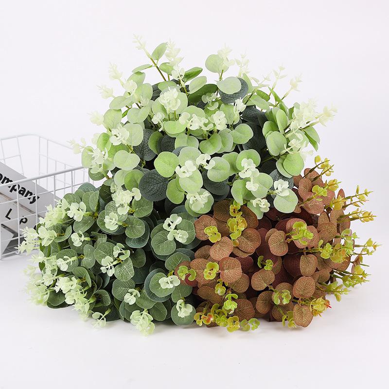 40pcs Simulation Plant Plastic Eucalyptus Leaf Wedding Decor Artificial Green Plants Home Decoration Eucalyptuses Leaves Floral