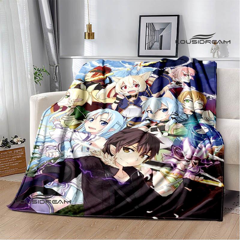 Cartoon Sword Art Online Printed Blankets Picnic Blanket Warm Flannel Blankets Home Bed Linings Blankets for Beds Birthday Gift