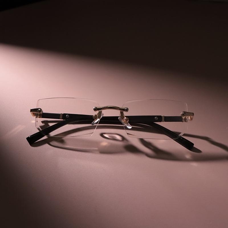 [Chic Rectangle Glasses for Men] Chic Rimless Rectangle Glasses for Men & Women - Vintage-Inspired, Clear Lens, Zinc Alloy Frame