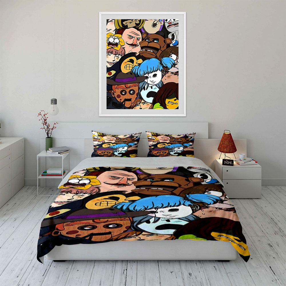 Cartoon faces, animals, emojis. Bedding sets Duvet cover sets Duvet covers Pillowcases(1 * Duvet Cover 2 * Pillowcases without duvet insert)