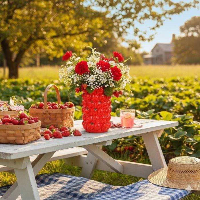 Vase multi fraises en ceramique 12x19x12cm